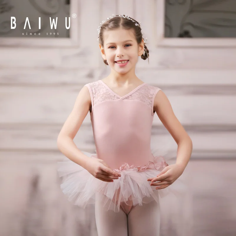 Ballet Dance Wear Beautiful Tutu Dress Lace V Back Line  Child Ballet Leotard 122244004