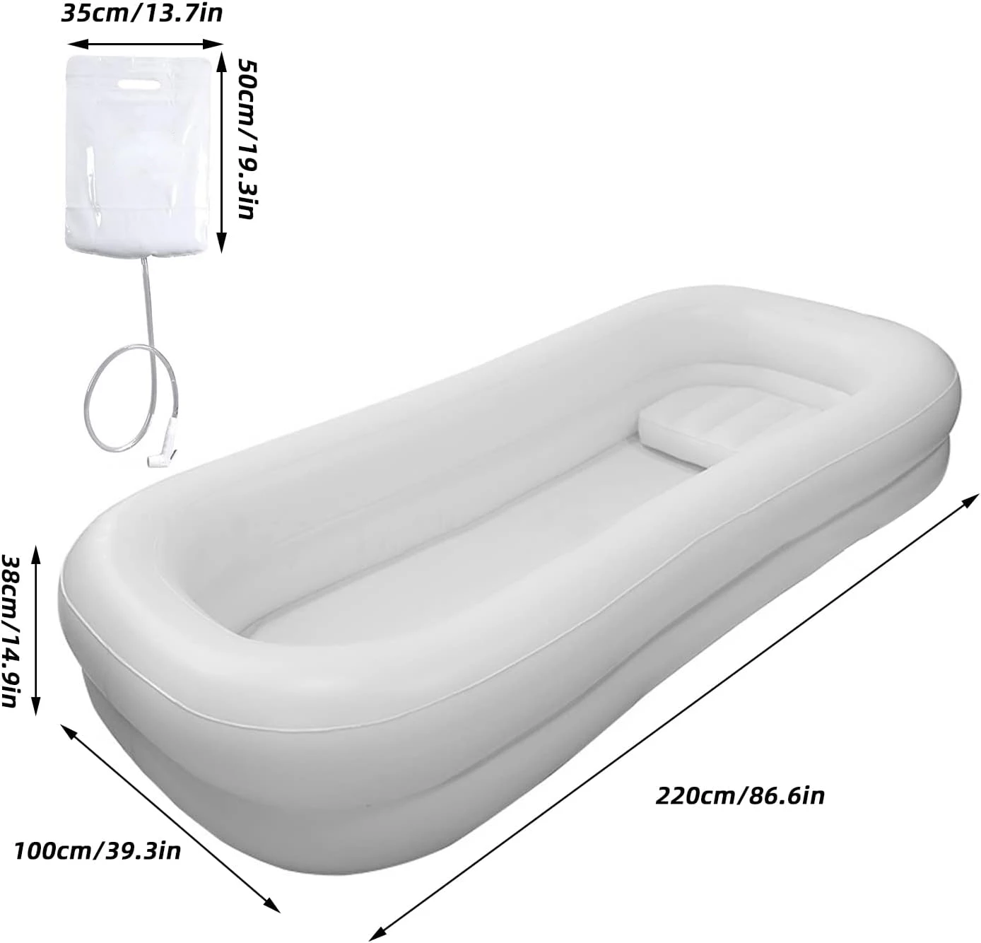Inflatable Bathtub Inflatable Bedside Shower Kit with Electric Air Pump and Water Bag Medical Inflatable Bathtub Shower