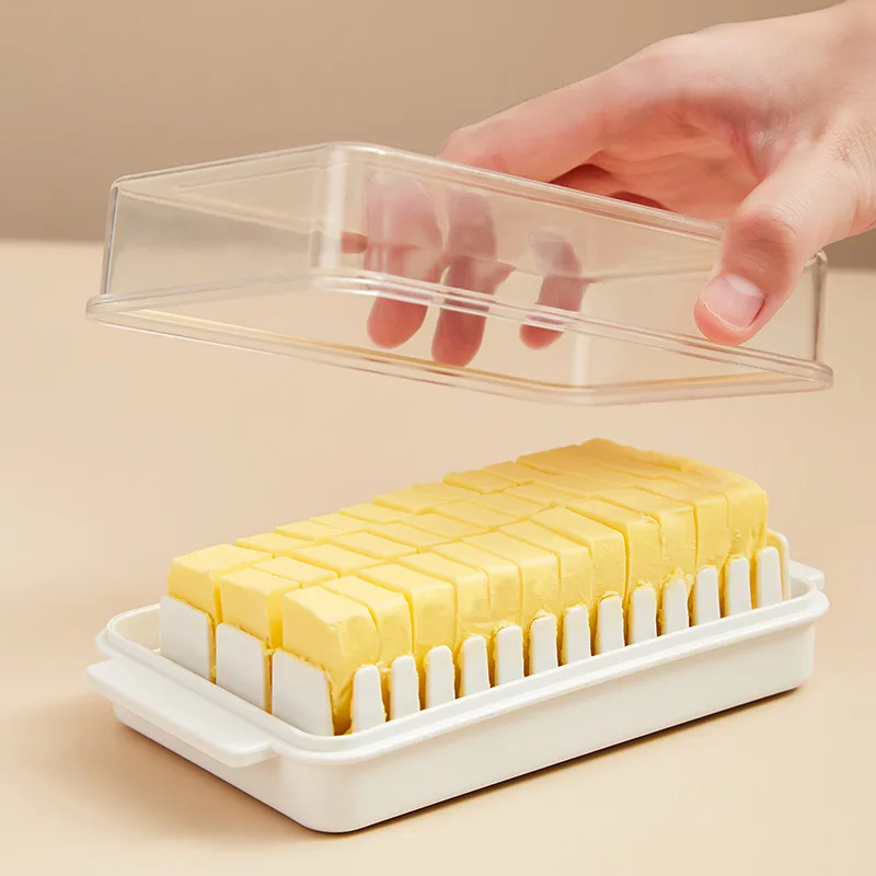 Household Butter Box For Kitchen Storage Supplies With Plastic Lid Holder Serving Tools Kitchen Box Cheese Cutting Crisper