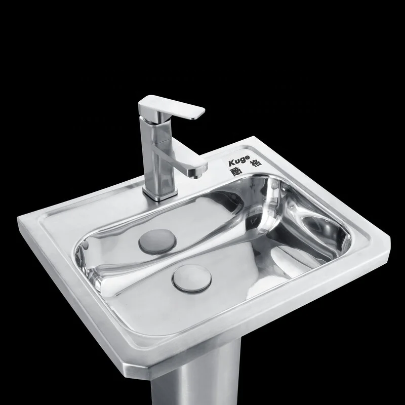 Sanitary ware pedestal hand wash basin stainless steel floor standing hand wash basin sink