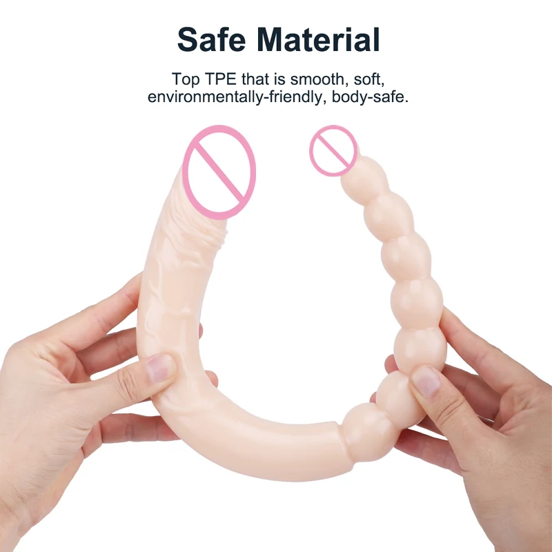 Online Shop Hot Sale long realistic huge silicone penis dildo anal ended headed double dildo for gay couple