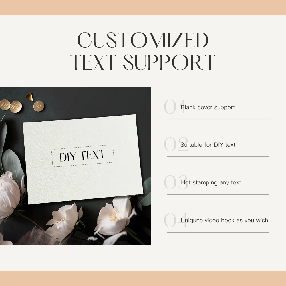 New Customization Invitation Card Wedding With 7 Inch Linen Hardcover Wedding Video Brochure with Gold Foil Video Memory Book