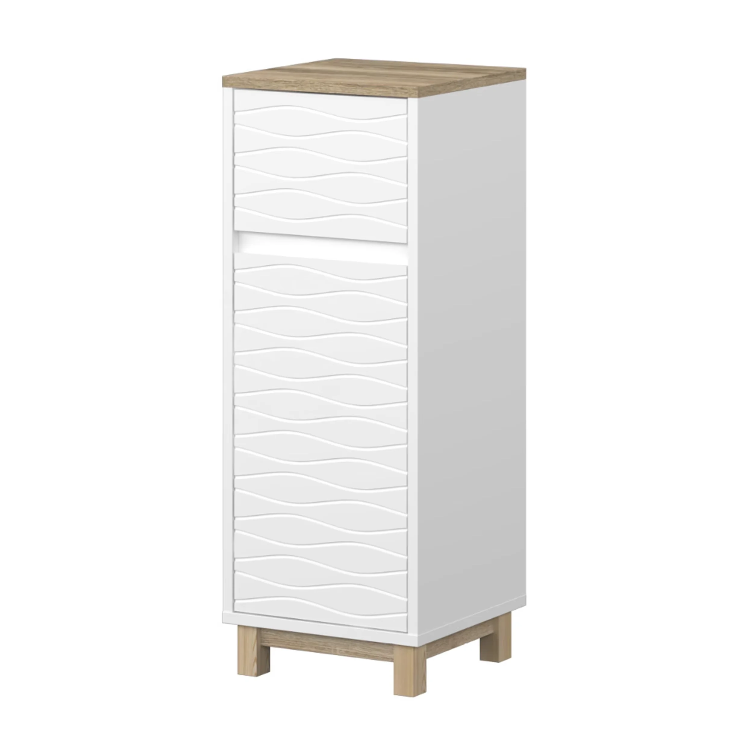 Modern 2-Door MDF Wooden Bathroom Vanity Cabinet under Sink Water Ripple Organizer Storage Furniture for Hotels