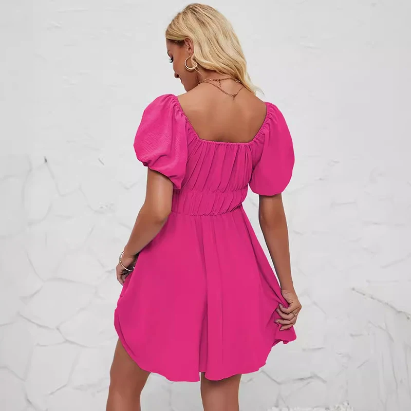 2024 Summer Clothing Women Casual Dress Ladies Polyester Women Dresses Off Shoulder Top Cute Dress For Girls