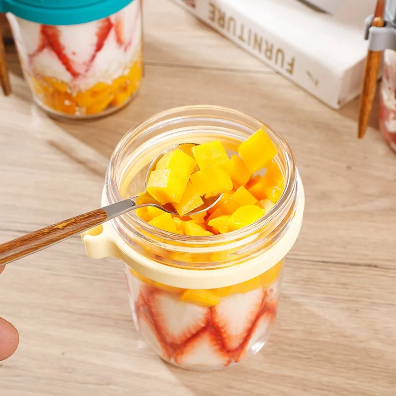 Portable 16oz 10oz Glass Breakfast Jars Glass Sala Overnight Oats Jar