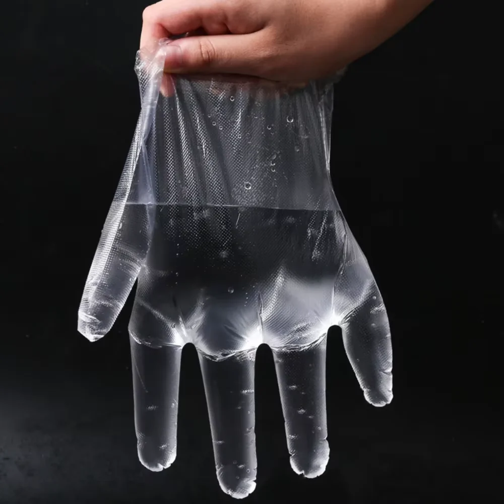 Большие полиэтиленовые перчатки одноразовые пищевые LDPE / HDPE CPE бытовые