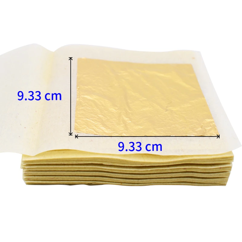 9.33 x 9.33 cm Edible Gold Leaf Sheets 24 k For Cake baking ice cream Decorative Food Gilding Craft Genuine Gold Leaf