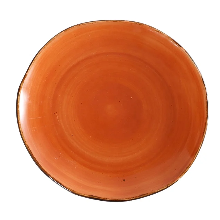 
European Modern Rustic Ceramics Dishes Custom Logo Fine Porcelain Dinner Plates Sets Dining Ceramic Plates for Restaurants 