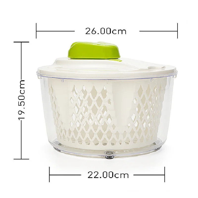 5.6L Lockable Colander Basket Washer Dryer Easy Draining Compact Storage Salad Spinner Vegetable Washer with Bowl