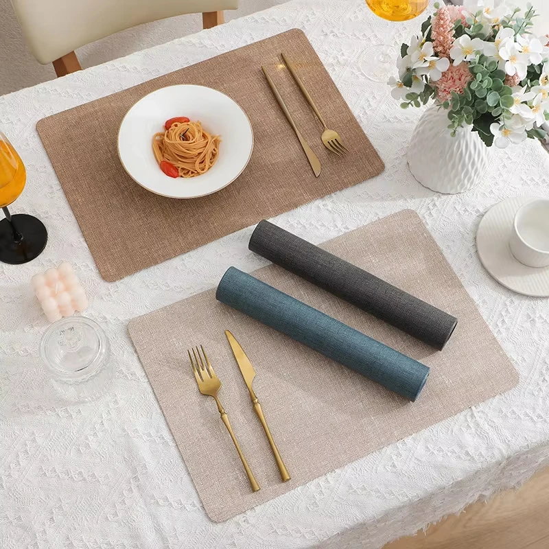 Новый дизайн Tabletex оптовая продажа с фабрики термостойкий Водонепроницаемый прямоугольный столовый коврик из ПВХ кожи