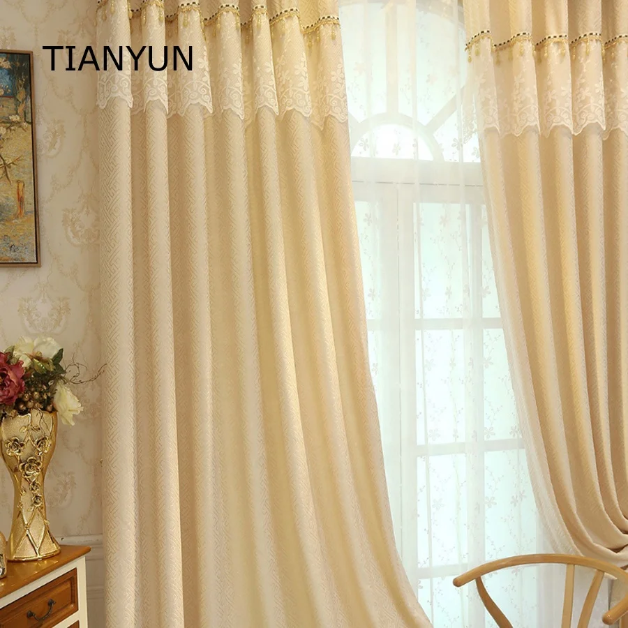 Luxury Home Textiles Elegant Bedroom Ready Made Jacquard Window Curtains