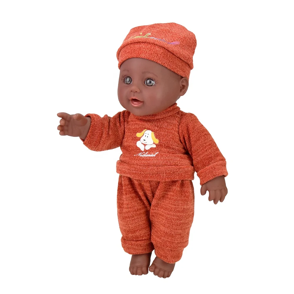High quality 12 inch Custom Made Plastic lifelike baby Doll For Kids black baby boy doll