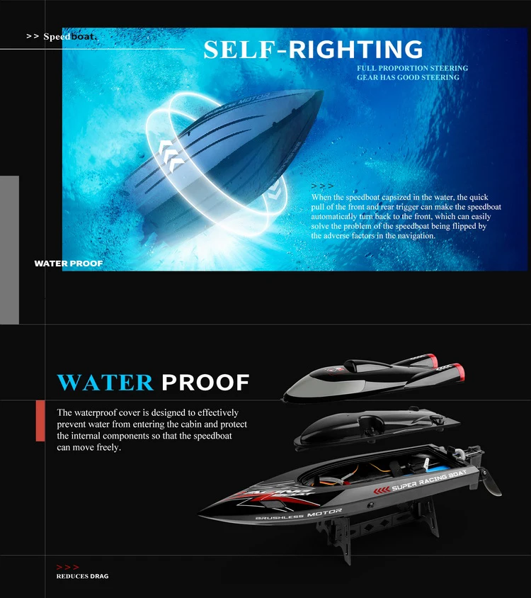 wltoys WL916 High Speed brushless motor Jet racing RC boat Capsized reset Waterproof Ship Model Electric RC Speed racing Boat