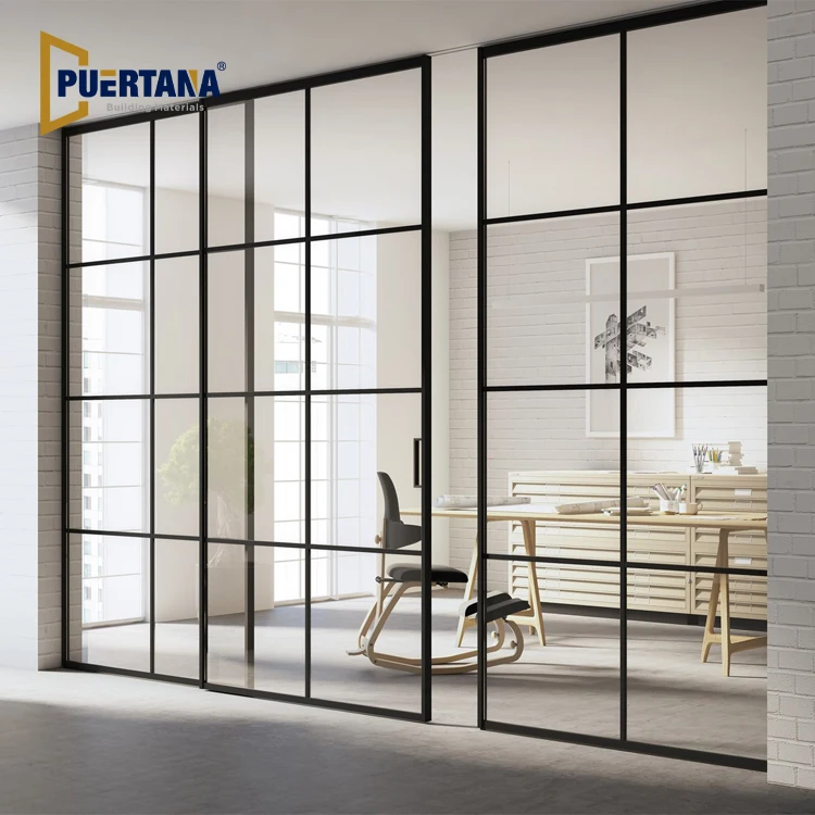 Three-four-five Linkage Extremely Narrow Aluminum Telescopic Sliding Glass Door interior Glass Partition Wall Room Divider