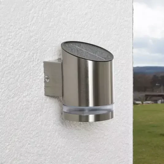 modern aluminum black round cylinder slope outdoor solar wall mounted garden wall lamp