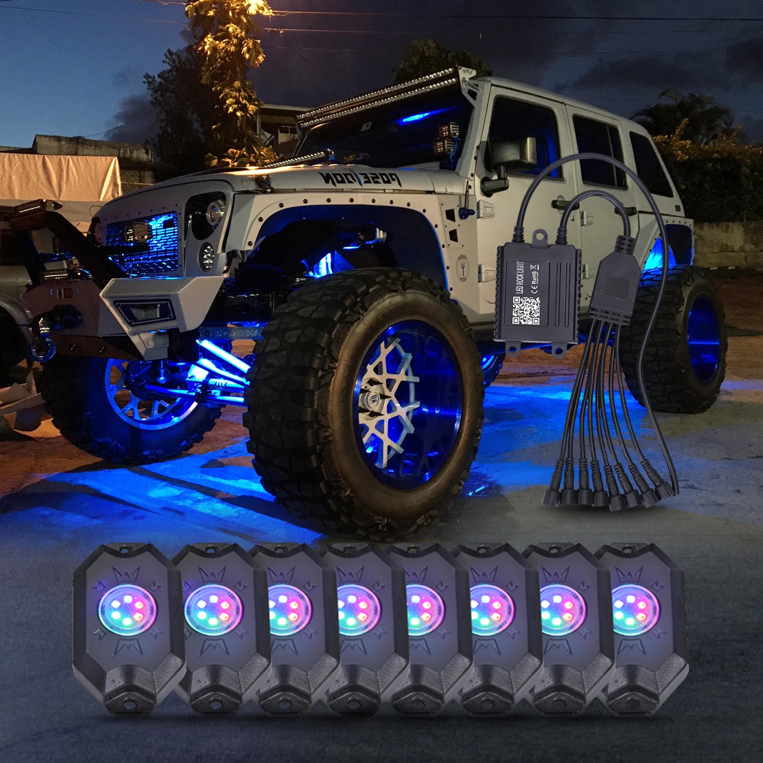 Truck 4 8Pod 12Pods Multicolor Offroad Rgb/W Led Rock Light Kit With App Controller Timing Music Mode For Jeep Pick Up Atv Utv