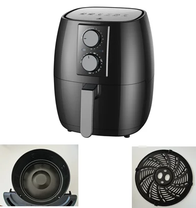 Adjustable Time And Temperature Fry With 98% Less Oil Family Size 4.7-Quart Black Air Fryer