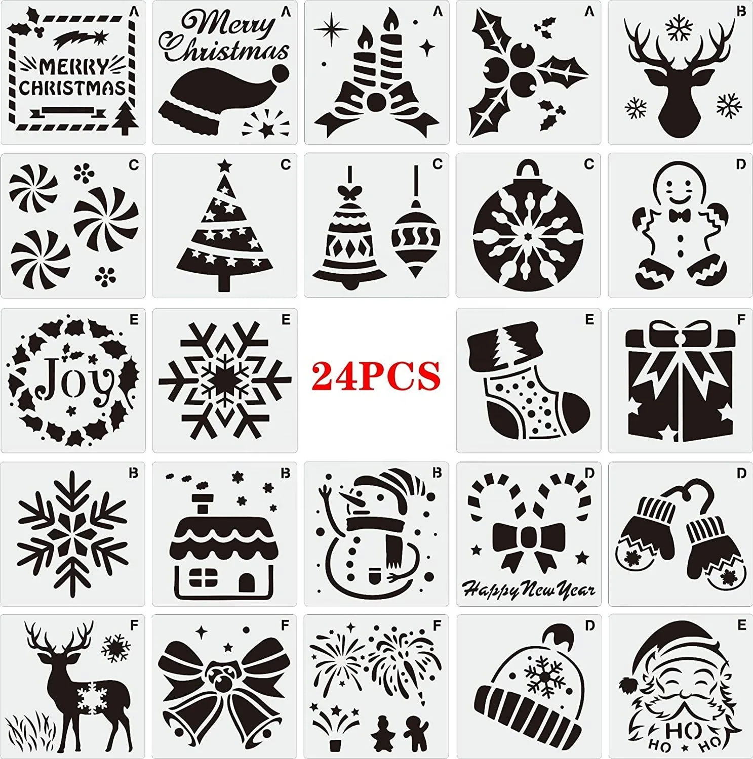 Christmas Painting Stencils Templates Reusable Plastic Sign Stencils  and Wood Slice