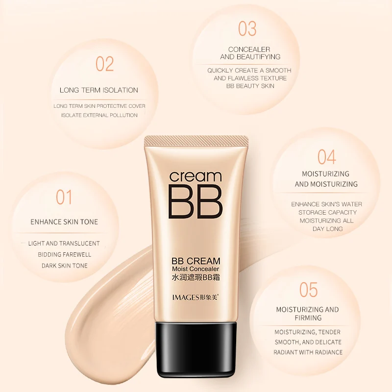 OEM IMAGES private label custom moisturizing natural white face BB cream for makeup foundation cream