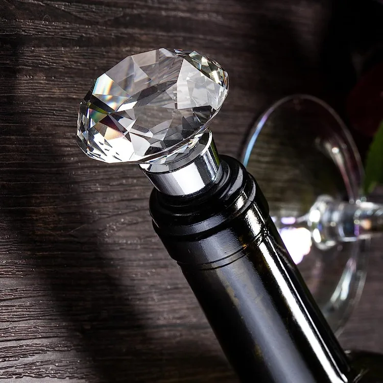 Wedding gift custom colored crystal glass ball wine bottle stopper