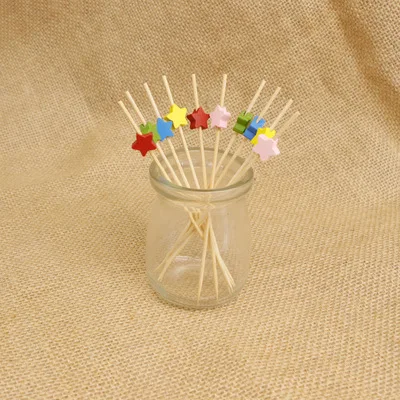 
Disposable bamboo flower stick 12cm cocktail decorative stick dessert stick 