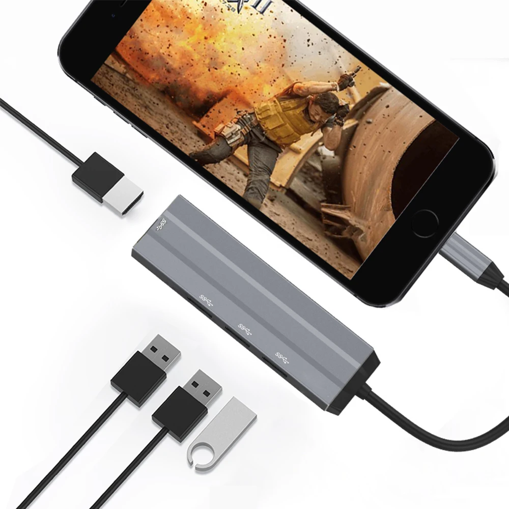 
4 in 1 USB C Hub Type C to 4 Ports USB 3.0 Hub Adapter Type C USB 3.0 4 Port Data Transfer Hub 