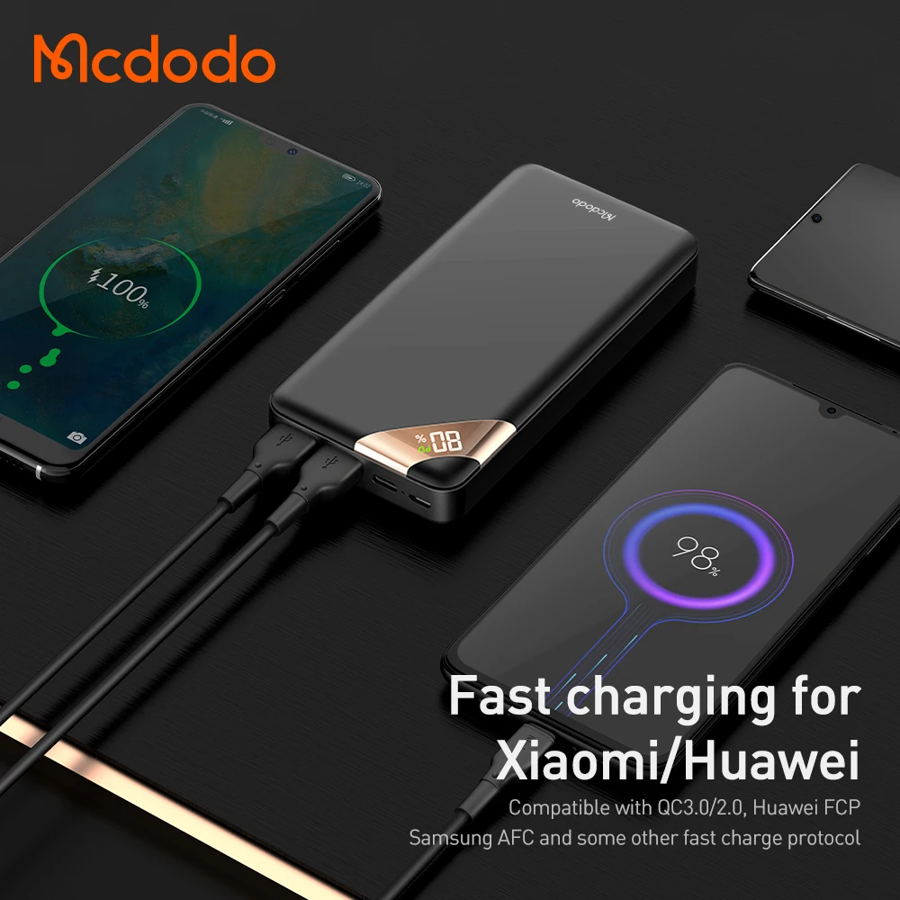 Внешний аккумулятор Mcdodo 5 В 9 12 PD + QC 15 Вт 18 20000 мАч с цифровым дисплеем