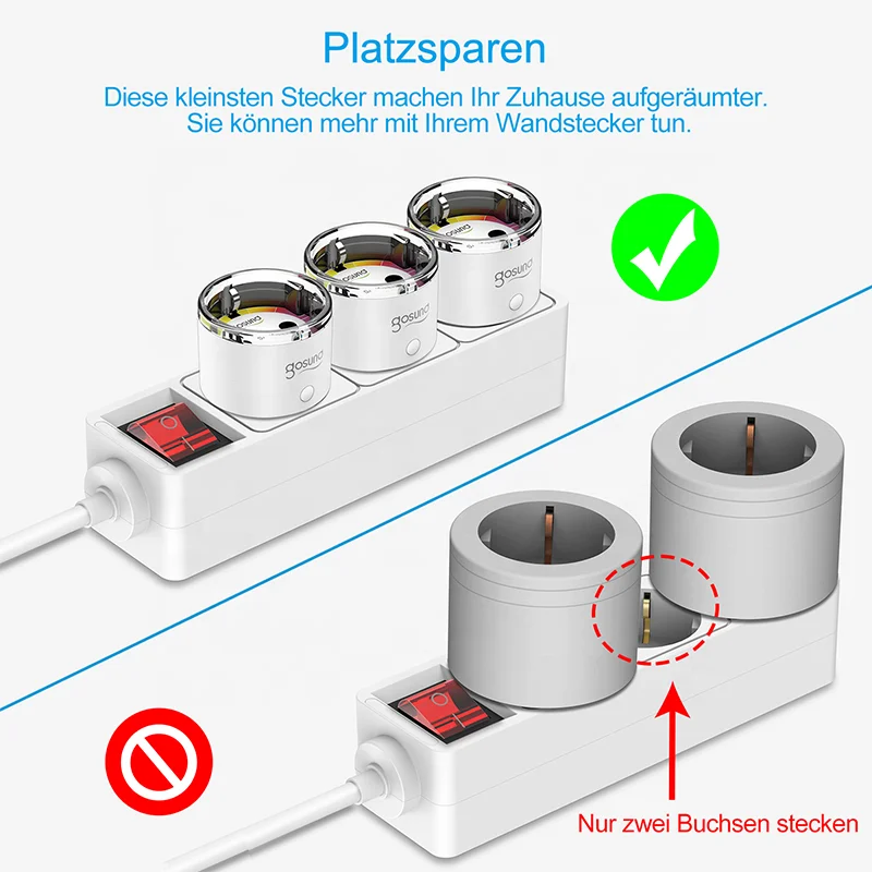 
Gosund 2021 Hot sales eu tuya 15a 230v wireless perenium power wifi aircon mini timer smart power double plug socket 