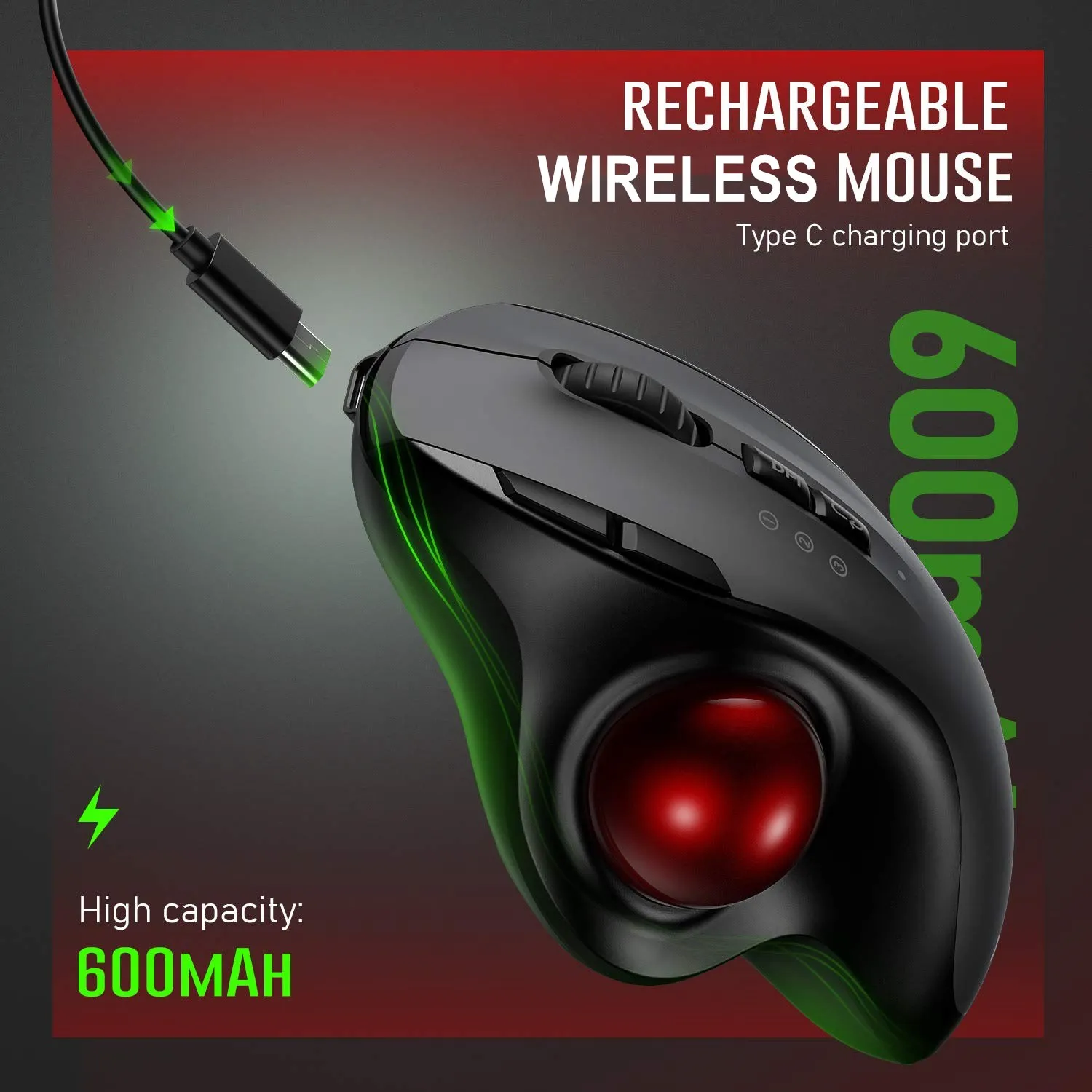Hot Selling BT Wireless Computer Mouse  Rechargeable Dual Mode Optical Trackball Ergonomic Wireless Mouse