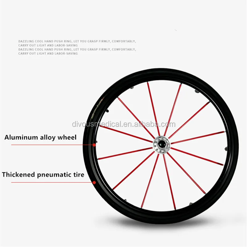 Aluminum Alloy Disabled Lightweight Folding Manual Sports Active  Wheelchair Sports Wheelchair 24 Inch Rear Wheel Tire