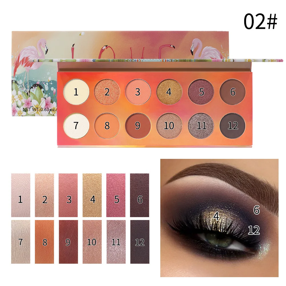 Romantic Beauty12-color colorful eye shadow plate Pearl matte eye shadow
