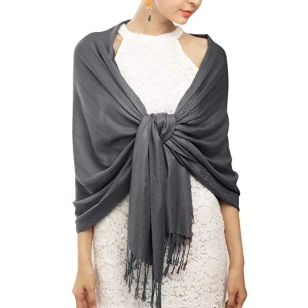 Новинка 2020 г, женские кашемировые шарфы 250 г, однотонные шарфы, темно-серые шали и шарфы, роскошный шарф из вискозы