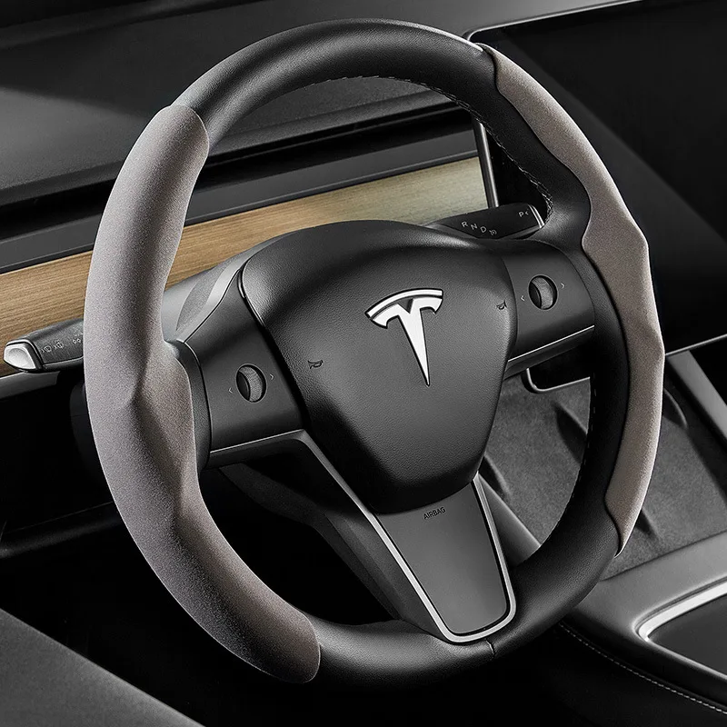 Teslamodel3 Y snap-on steering wheel cover leather steering wheel cover