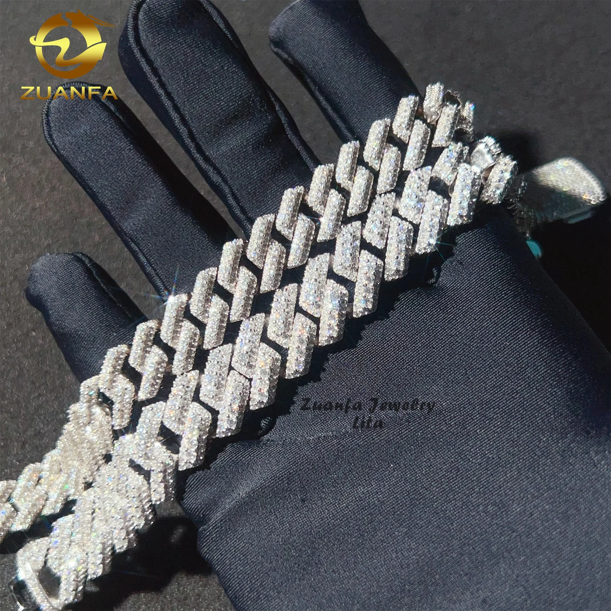 Pass Diamond Tester Hip Hop Jewelry Bling Iced Out 13mm 15mm Men 925 Sterling Silver Moissanite Cuban Link Chain Bracelet