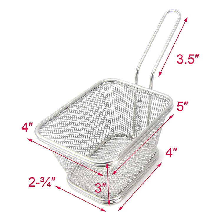 Kitchen tool stainless steel wire mesh air fryer fast food serving strainer basket potato chip paper cone mini french fry basket