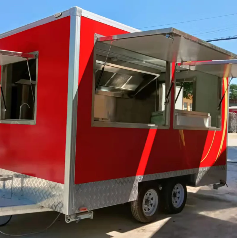 Pizza Custom Catering Trailer FoodTruck Mobile Kitchen Fast Food Trailer Mobile Pizza Oven Food Truck With Full Kitchen