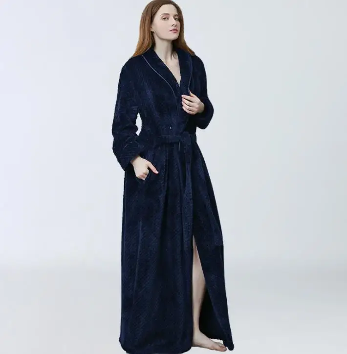 High Quality Long Kimono Flannel Robe Women/men Nightgown Super Soft Bathrobe Homewear Home Wear Unisex Flannel Bath Robe Winter