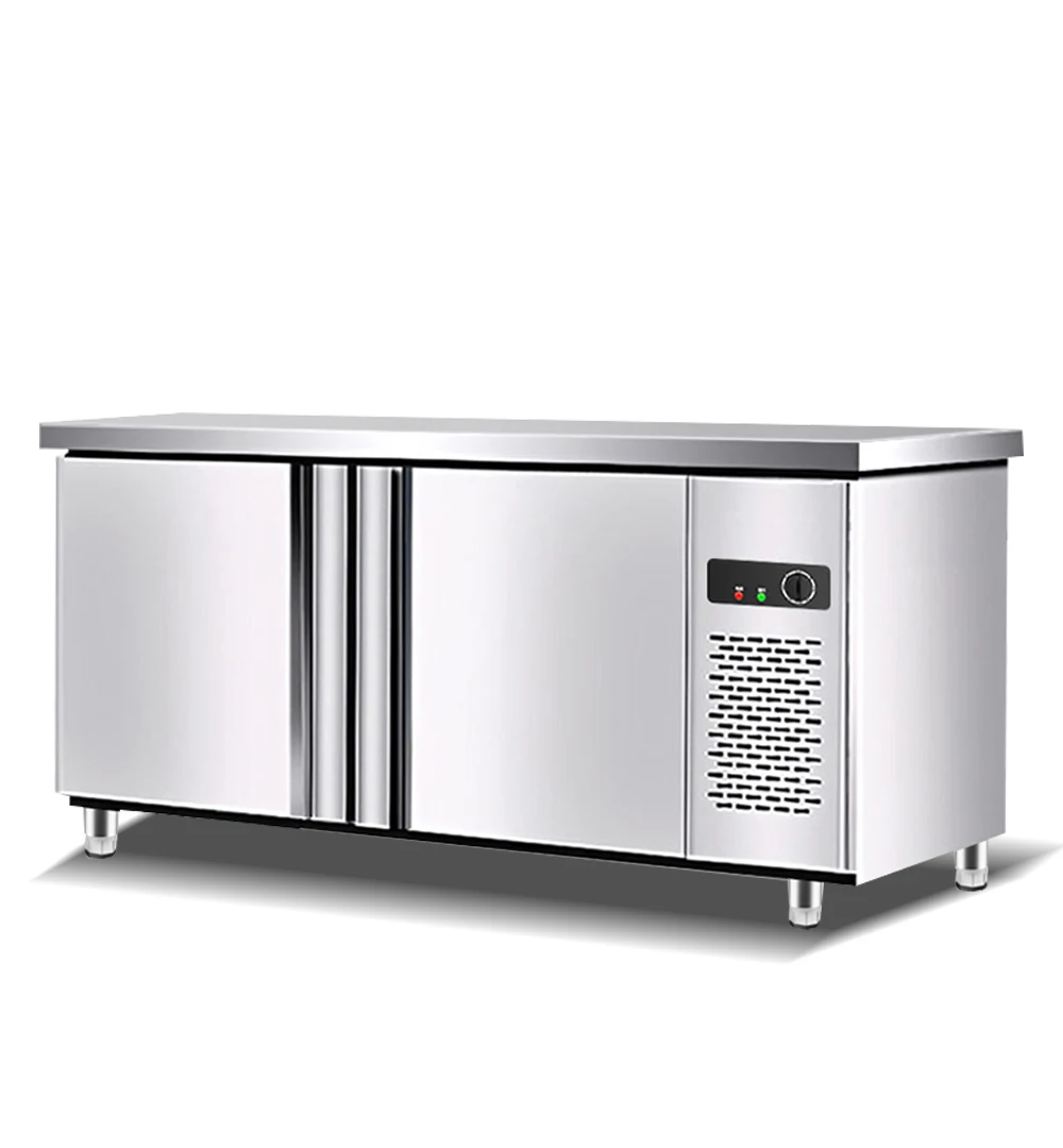 Professional Two Doors Bubble Tea Counter Refrigerator Bench Refrigerated Display Counters 2021 Commercial