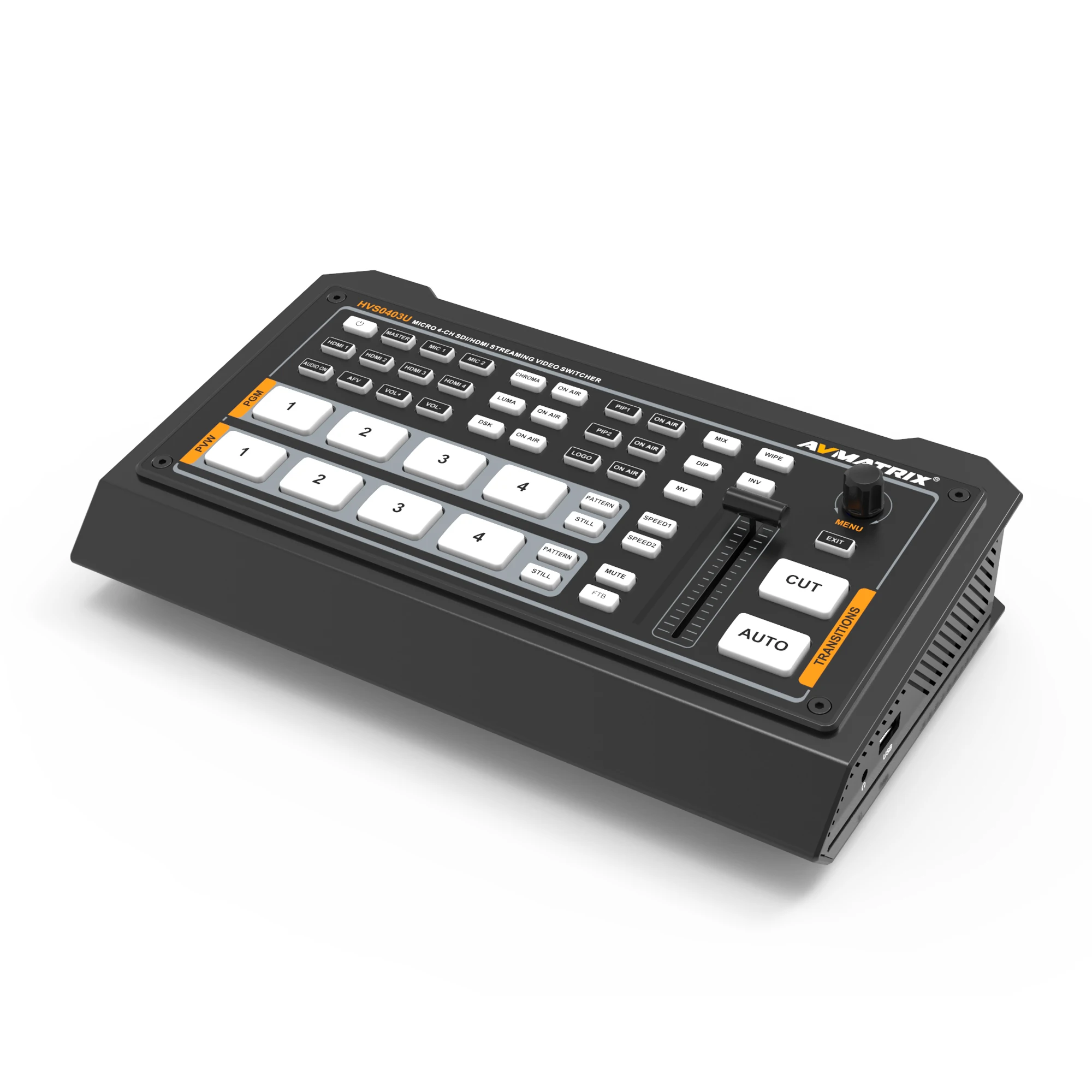 AVMATRIX HVS0403U 4-Ch HDMI SDI Multi-format A/V Real Time Live Streaming Video Switcher