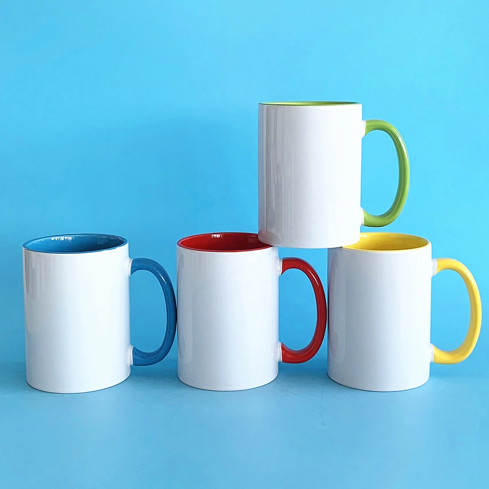 15 oz Inner and Handle Color Blank Sublimation 15oz Straight Side Ceramic Mug for Custom Photo Printing Cup Blank Coated