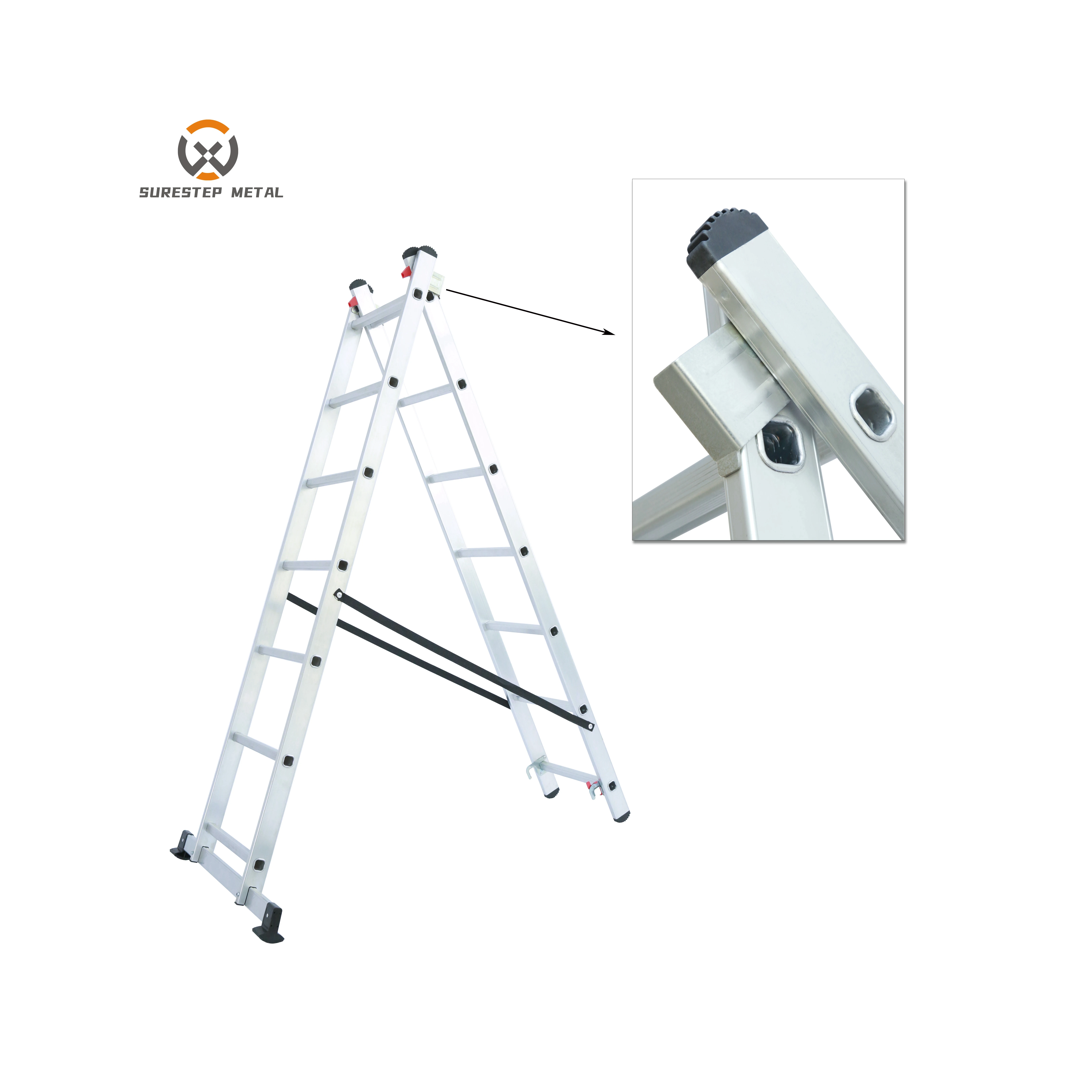 Алюминиевая Высококачественная складная лестница, удлинитель из двух частей, Комбинированная лестница устойчивости