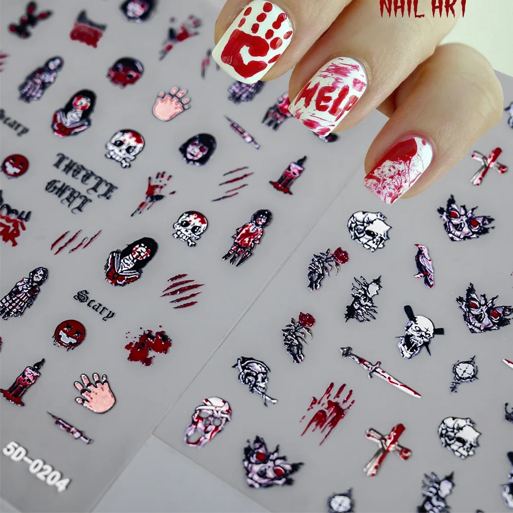 DIY holiday series nail art sticker for All Hallow Mas nail decals charms - Halloween esbat adhesive stickers pengatina de unas