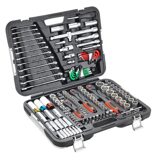 BOSSAN 2019 new design 157 piece high quality, durable professional car repair color sockets tool set in plastic tool box