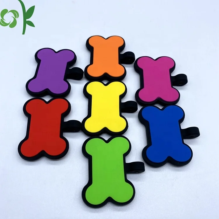  OKSILICONE Free Sample Bone Shape Dog Pet Name ID Tag Silicone Identify Rubber
