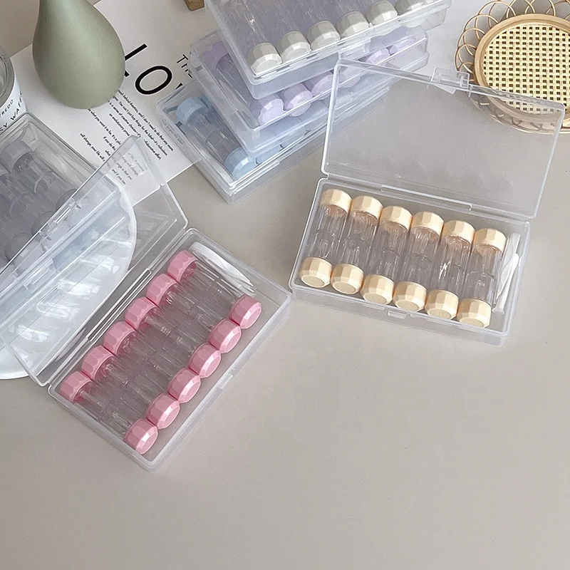 6 pieces RGP contact lens box kit cylindrical plastic OK lenses case Rigid lens Holder RGP Hard Contact Lenses Case Container