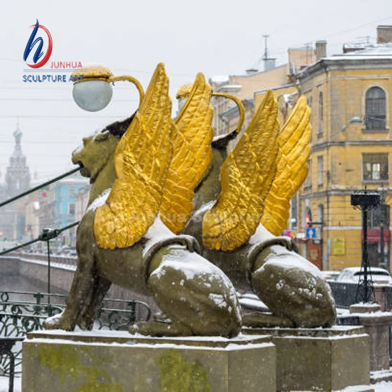 Brass Lion Statue in Golden Antique Colored  Home Decor