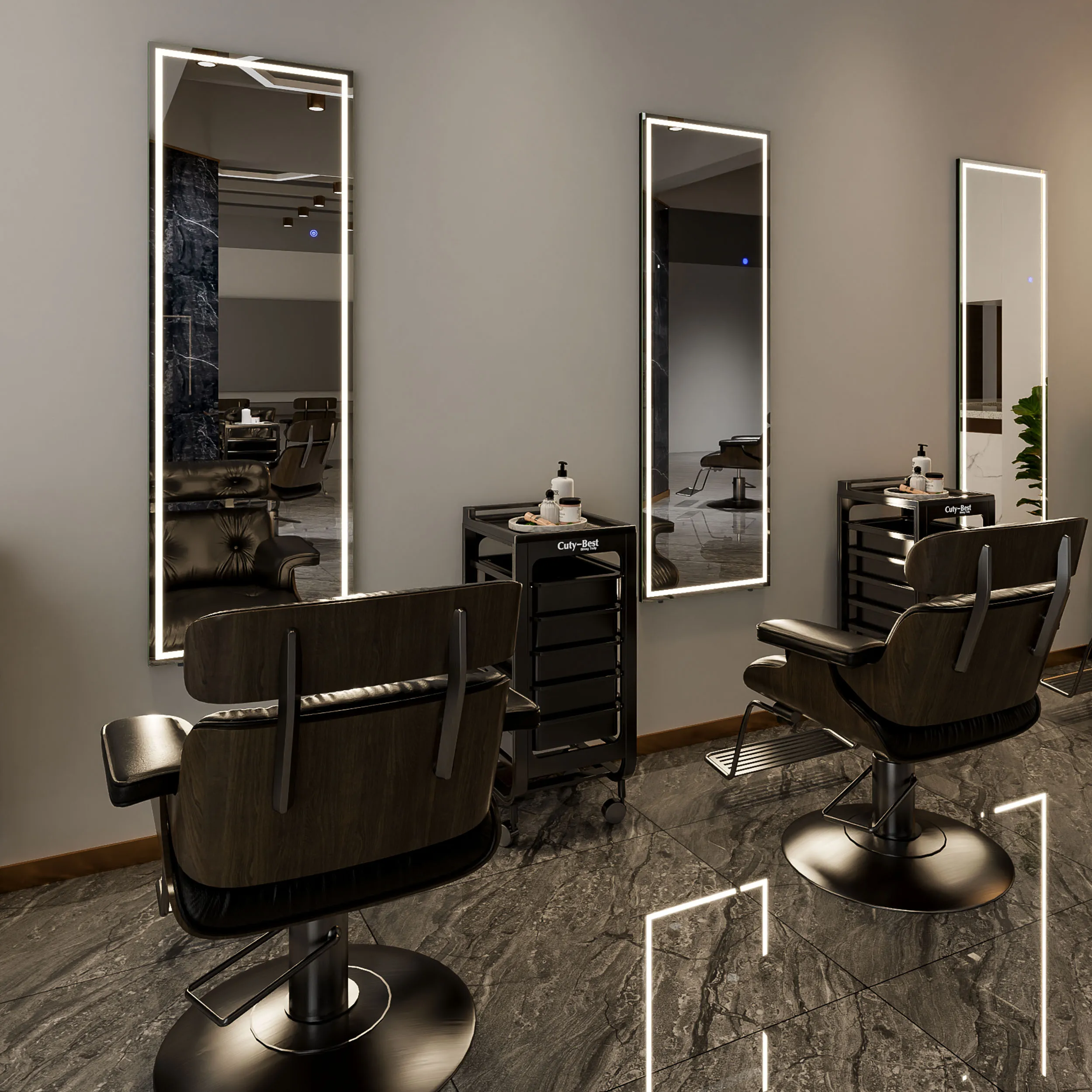 Modern 3 Color Modes Free Standing Lighted Body Beauty Dressing With Led Light Full Length Floor Hair Salon Mirror