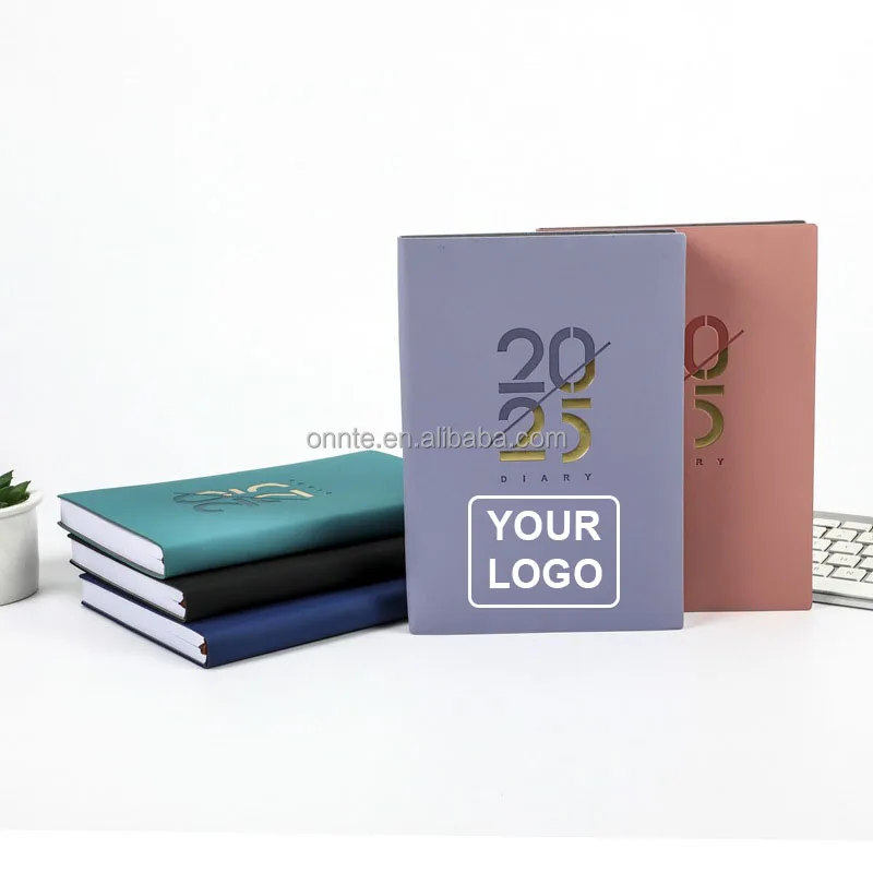 English a5 Planner Notebook Daily Schedule Book 365 Days Spanish Diary Soft PU Leather Calendar Book Agenda 2025