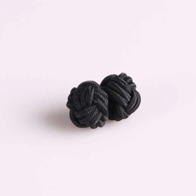 Wholesale Black Elastic Double Silk Knot Cufflinks for Men