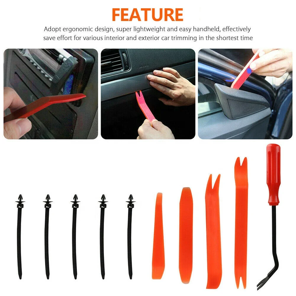 635Pcs Car Push Retainer Clips /Auto Fasteners Assortment Clips Rivet Bumper Kit with 5 Tools + 5 Straps